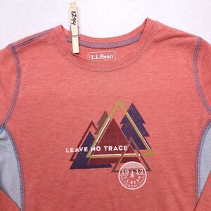 LL Bean Leave No Trace Casual Graphic Long Sleeve T-Shirt Youth Boys Size L Pink